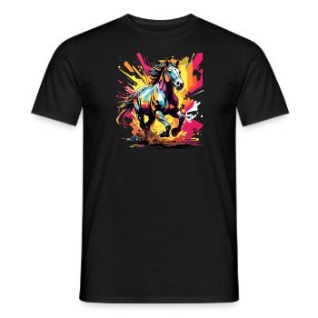 Cheval en action, Cool Color Design, Trot, Gallop - T-shirt homme - noir - Devant - AI Model Male 178 light (178cm)