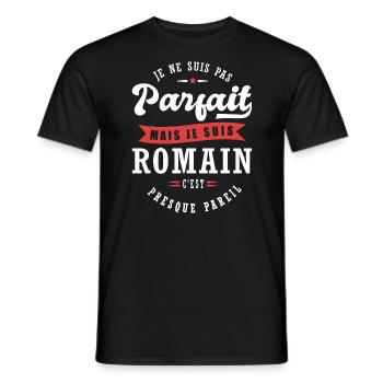 Romain Parfait Cadeau prenom romain - T-shirt homme - noir - Devant - AI Model Male 178 light (178cm)