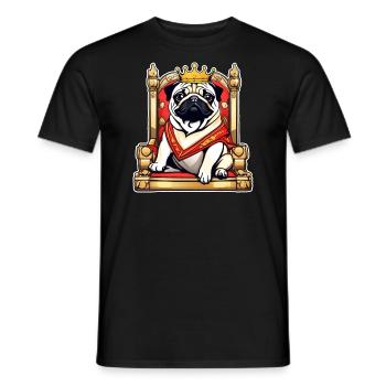 Carlin royal mignon avec couronne et trône - T-shirt homme - noir - Devant - AI Model Male 178 light (178cm)