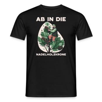 Ab in die Nadelholzkrone, Zapfenpflücker - Männer T-Shirt - Schwarz - Vorne - AI Model Male 178 light (178cm)