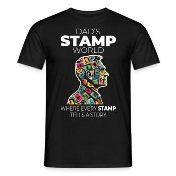 Vintage Postage Stamps Collecting Dad Collectors - Men's T-Shirt - black - Front - AI Model Male 178 light (178cm)