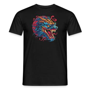 Dragon mystical Lindwurm Monster Monster Monster - Men's T-Shirt - black - Front - AI Model Male 178 light (178cm)