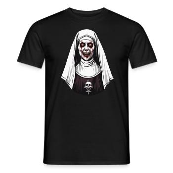 Horror Nun Halloween Creepy - Men's T-Shirt - black - Front - AI Model Male 178 light (178cm)