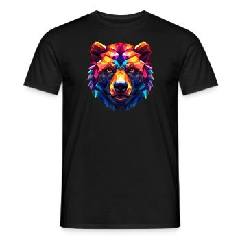 Tête d’ours colorée - T-shirt homme - noir - Devant - AI Model Male 178 light (178cm)