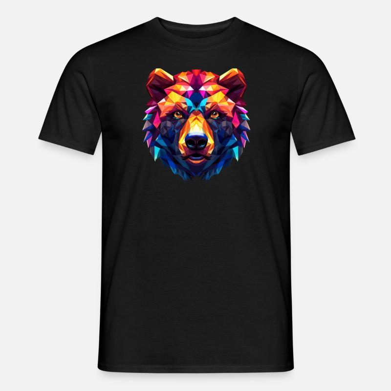 Bunter Bärenkopf - Männer T-Shirt - Schwarz