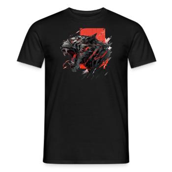 Mecha Animal Tiger Wolf Fox Dino Bear Cyborg - Men's T-Shirt - black - Front - AI Model Male 178 light (178cm)
