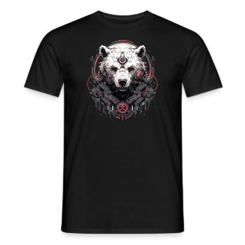 Mecha Animal Tiger Wolf Fox Dino Bear Cyborg - Men's T-Shirt - black - Front - AI Model Male 178 light (178cm)