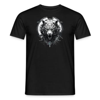 Mecha Animal Tiger Wolf Fox Dino Bear Cyborg - Men's T-Shirt - black - Front - AI Model Male 178 light (178cm)