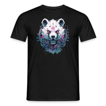 Mecha Animal Tiger Wolf Fox Dino Bear Cyborg - Men's T-Shirt - black - Front - AI Model Male 178 light (178cm)