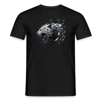 Mecha Animal Tiger Wolf Fox Dino Bear Cyborg - Men's T-Shirt - black - Front - AI Model Male 178 light (178cm)