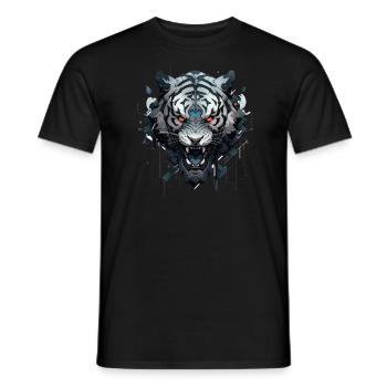 Mecha Animal Tiger Wolf Fox Dino Bear Cyborg - Men's T-Shirt - black - Front - AI Model Male 178 light (178cm)