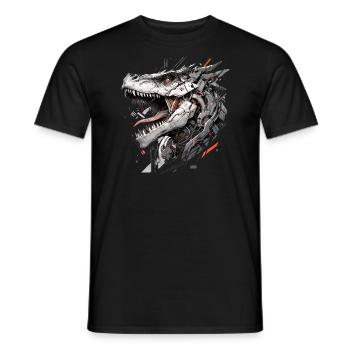 Mecha Animal Tiger Wolf Fox Dino Bear Cyborg - Men's T-Shirt - black - Front - AI Model Male 178 light (178cm)