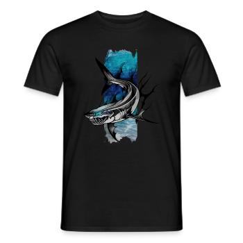 Azurblauer Jäger: Blauer Blick des Weißen Haies - Männer T-Shirt - Schwarz - Vorne - AI Model Male 178 light (178cm)