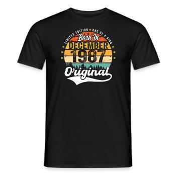 Original Dezember 1987 Jahrgang Geburtstag 1987 - Männer T-Shirt - Schwarz - Vorne - AI Model Male 178 light (178cm)