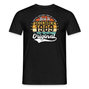 Original décembre 1989 Vintage anniversaire 1989 - T-shirt homme - noir - Devant - AI Model Male 178 light (178cm)