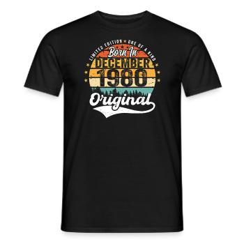 Original Dezember 1980 Jahrgang Geburtstag 1980 - Männer T-Shirt - Schwarz - Vorne - AI Model Male 178 light (178cm)