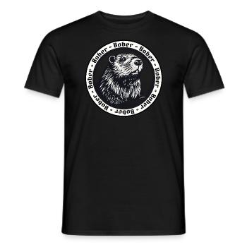 Bober - Retro Bieber Logo, Bóbr - Männer T-Shirt - Schwarz - Vorne - AI Model Male 178 light (178cm)