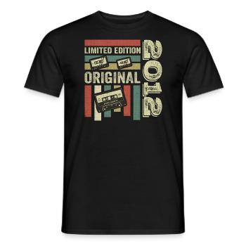 Millésime 2012 - Citation d’anniversaire rétro 2012 - T-shirt homme - noir - Devant - AI Model Male 178 light (178cm)