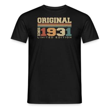 Original 1931 Rétro Cadeau 93 e Anniversaire 1931 - T-shirt homme - noir - Devant - AI Model Male 178 light (178cm)