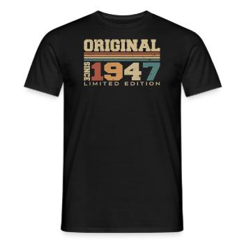 Original 1947 Rétro Cadeau 77 e Anniversaire 1947 - T-shirt homme - noir - Devant - AI Model Male 178 light (178cm)