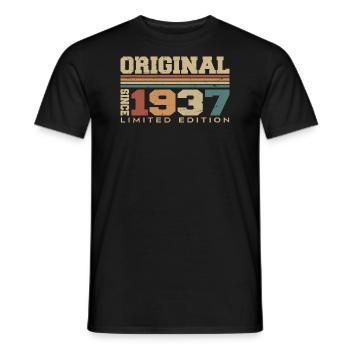 Original 1937 Rétro Cadeau 87 e Anniversaire 1937 - T-shirt homme - noir - Devant - AI Model Male 178 light (178cm)