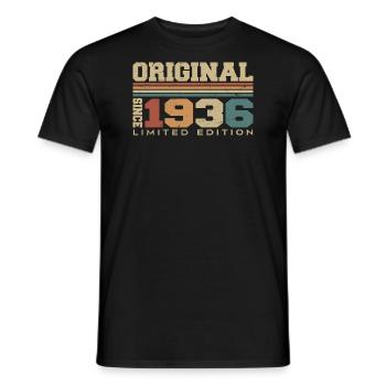 Original 1936 Rétro Cadeau 88 e Anniversaire 1936 - T-shirt homme - noir - Devant - AI Model Male 178 light (178cm)