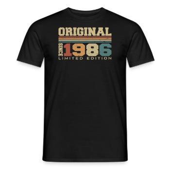 Original 1986 Rétro Cadeau 38e Anniversaire 1986 - T-shirt homme - noir - Devant - AI Model Male 178 light (178cm)