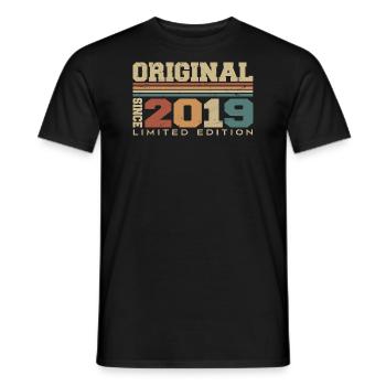 Original 2019 Retro Gift 5th Anniversary 2019 - Men's T-Shirt - black - Front - AI Model Male 178 light (178cm)