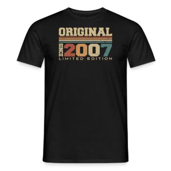 Original 2007 Retro Gift 17th Anniversary 2007 - Men's T-Shirt - black - Front - AI Model Male 178 light (178cm)