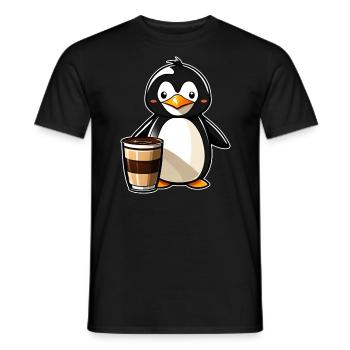Niedlicher Pinguin mit Kaffee V - Männer T-Shirt - Schwarz - Vorne - AI Model Male 178 light (178cm)