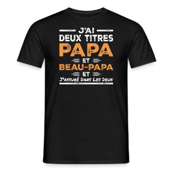 Ich habe zwei Titel: Papa und Stiefvater - Männer T-Shirt - Schwarz - Vorne - AI Model Male 178 light (178cm)