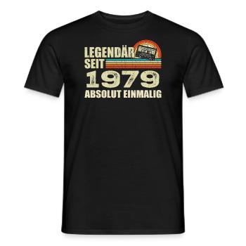 Légendaire depuis 1979 - absolument unique - T-shirt homme - noir - Devant - AI Model Male 178 light (178cm)