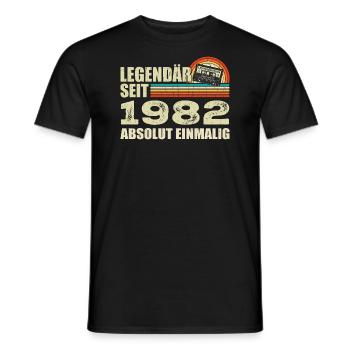 Légendaire depuis 1982 - absolument unique - T-shirt homme - noir - Devant - AI Model Male 178 light (178cm)