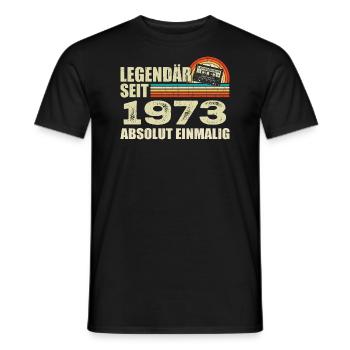 Légendaire depuis 1973 - absolument unique - T-shirt homme - noir - Devant - AI Model Male 178 light (178cm)