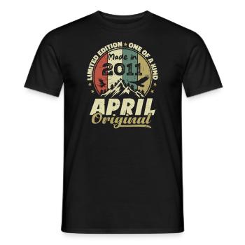 Retro Nées En Avril 2011 Cadeau anniversaire 2011 - T-shirt homme - noir - Devant - AI Model Male 178 light (178cm)