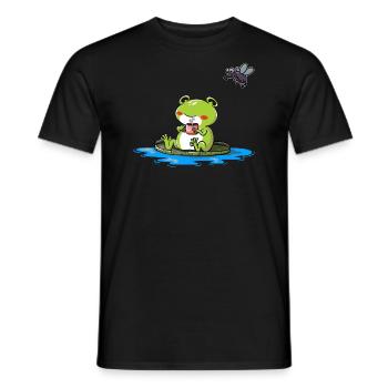 Frog with cup of coffee or tea - Men's T-Shirt - black - Front - AI Model Male 178 light (178cm)