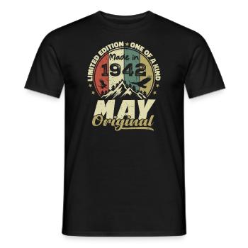 Cadeau Anniversaire Millésime Fabriqué en Mai 1942 - T-shirt homme - noir - Devant - AI Model Male 178 light (178cm)