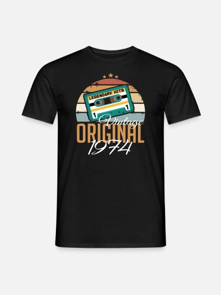 Jahrgang 1974 geboren Original 1974 Geburtstag - Männer T-Shirt - Schwarz