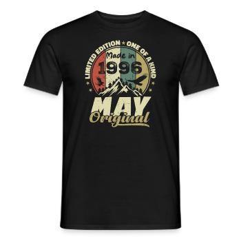 Vintage Anniversary Gift Made in May 1996 - Men's T-Shirt - black - Front - AI Model Male 178 light (178cm)