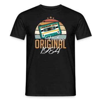 Vintage 1984 Born Original 1984 Birthday - Men's T-Shirt - black - Front - AI Model Male 178 light (178cm)