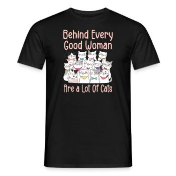 Hinter jeder guten Frau stehen viele Katzen - Männer T-Shirt - Schwarz - Vorne - AI Model Male 178 light (178cm)