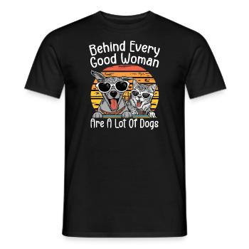 Hinter jeder guten Frau stehen viele Hunde - Männer T-Shirt - Schwarz - Vorne - AI Model Male 178 light (178cm)