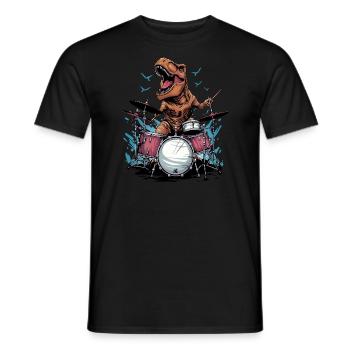 Dino Drummer Trex Schlagzeug Bestseller Drums - Men's T-Shirt - black - Front - AI Model Male 178 light (178cm)