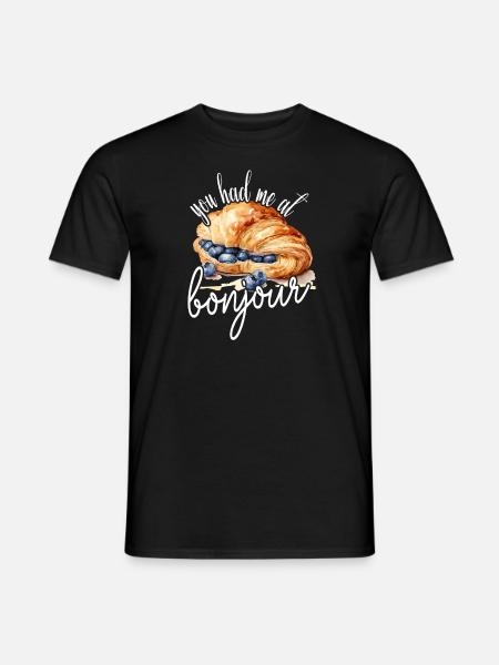 You Had Me At Bonjour Croissant Blueberries - Männer T-Shirt - Schwarz
