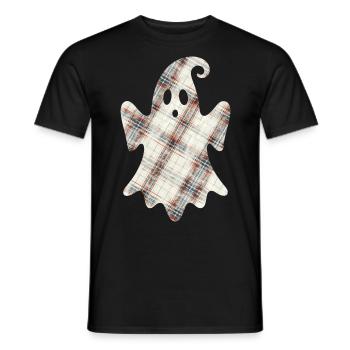 Cute Ghost Scotland Ghost Tartan Halloween - Men's T-Shirt - black - Front - AI Model Male 178 light (178cm)