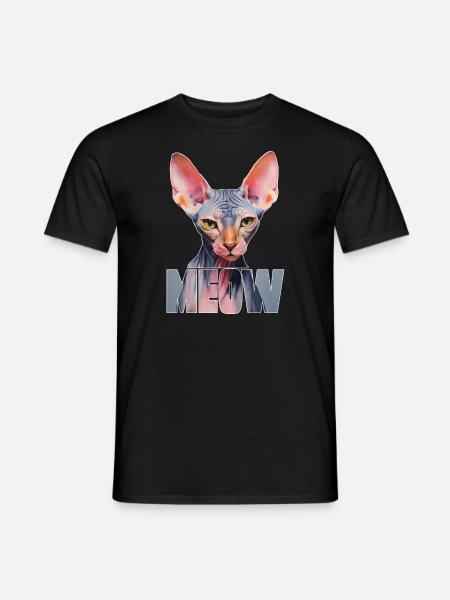 Sphynx cat Meow - Men's T-Shirt - black