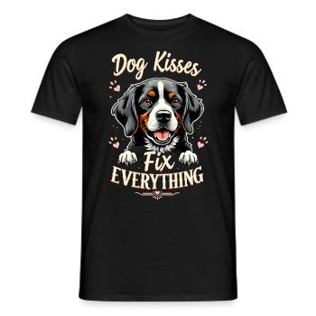 Dog Kiss Dog Dog Lover - Men's T-Shirt - black - Front - AI Model Male 178 light (178cm)