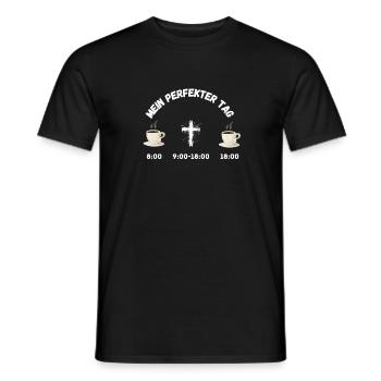 Mein Perfekter Tag: Christlich, Kreuz, Kaffee - Männer T-Shirt - Schwarz - Vorne - AI Model Male 178 light (178cm)