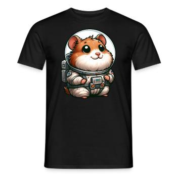 Hamster guinea pig astronaut in space - Men's T-Shirt - black - Front - AI Model Male 178 light (178cm)