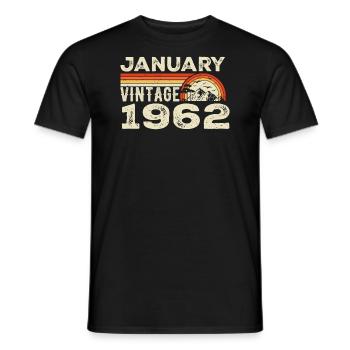 Januar 1962 Jahrgang Geburtstag 1962, Jahrgang 1962 - Männer T-Shirt - Schwarz - Vorne - AI Model Male 178 light (178cm)